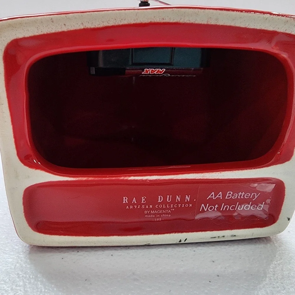 Rae Dunn 2020 Red Jolly Clock White Lettering. Tested Works